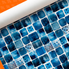 Cool Blue Watercolour Mosaic Print Any Occasion Masculine Gift Wrap
