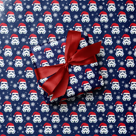 Snow Wars Christmas Stormtroopers And Festive Snowflakes Gift Wrap